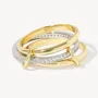 Round Cut Diamond White Sterling Silver Two-tone Connected Linked Interlocking Spinner Ring