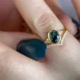 Oval Cut Emerald Green Sterling Silver Yellow Gold Bridal Sets