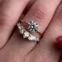 Round Cut Diamond White Sterling Silver Yellow Gold Bridal Sets
