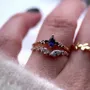 Marquise Cut Sapphire Blue Sterling Silver Yellow Gold Bridal Sets