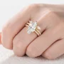 Marquise Cut Diamond White Sterling Silver Yellow Gold Insert Wedding Ring Set