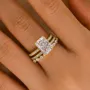 Radiant Cut Diamond White Sterling Silver Available in 3 Colors 3-Piece Wedding Ring Set