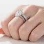 Marquise Cut Diamond White Sterling Silver Available in 3 Colors Halo Wedding Ring Set