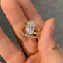 Oval Cut Diamond White Sterling Silver Yellow Gold Halo Wedding Ring Set