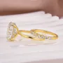 Oval Cut Diamond White Sterling Silver Yellow Gold Halo Wedding Ring Set