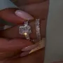 Radiant Cut Diamond White Sterling Silver Wedding Ring Set