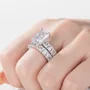 Radiant Cut Diamond White Sterling Silver Wedding Ring Set