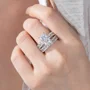 Radiant Cut Diamond White Sterling Silver Wedding Ring Set