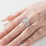 Radiant Cut Diamond White Sterling Silver Wedding Ring Set