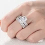 Radiant Cut Diamond White Sterling Silver Wedding Ring Set