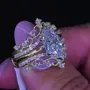 Marquise Cut Diamond White Yellow Gold Sterling Silver Insert Wedding Ring Set