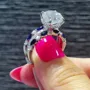 Round Cut Diamond White Sapphire Blue Sterling Silver Insert Wedding Ring Set