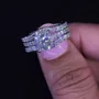 Princess Cut Diamond White Sterling Silver Insert Wedding Ring Set