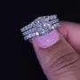 Princess Cut Diamond White Sterling Silver Insert Wedding Ring Set