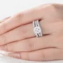 Princess Cut Diamond White Sterling Silver Insert Wedding Ring Set