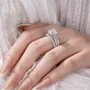 Princess Cut Diamond White Sterling Silver Insert Wedding Ring Set