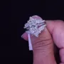Oval Cut Diamond White Sterling Silver Insert Wedding Ring Set