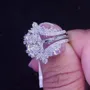 Oval Cut Diamond White Sterling Silver Insert Wedding Ring Set