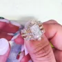 Radiant Cut Diamond White Rose Gold Sterling Silver Insert Wedding Ring Set