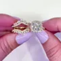 Round Cut Diamond White Yellow Gold Sterling Silver Insert Halo Wedding Ring Set