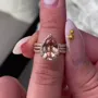 Pear Cut Champagne 925 Sterling Silver Rose Gold Halo Insert Wedding Ring Set