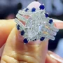 Marquise Cut Diamond White 925 Sterling Silver Art Deco Jacket Ring