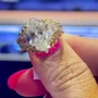 Oval Cut Diamond White 925 Sterling Art Deco Yellow Gold Jacket Ring