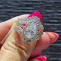 Pear Cut Diamond White 925 Sterling Yellow Gold Halo Jacket Ring