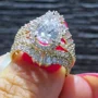 Pear Cut Diamond White 925 Sterling Yellow Gold Halo Jacket Ring