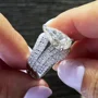 Pear Cut Diamond White 925 Sterling Silver Art Deco Jacket Ring