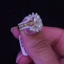 Pear Cut Diamond White 925 Sterling Silver Yellow Gold Jacket Ring