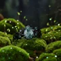 Oval Cut Green Moss Agate Nature Inspired Black Sterling Silver Bridal Ring Set