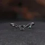 Round Cut Green Moss Agate Nature Inspired Black Sterling Silver Bridal Ring Set