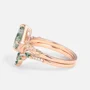 Kite Cut Green Moss Agate Nature Inspired Rose Gold Sterling Silver Bridal Ring Set