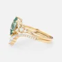 Marquise Cut Green Moss Agate Nature Inspired Yellow Gold Sterling Silver Bridal Ring Set