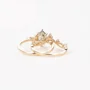 Hexagonal Cut Green Moss Agate Nature Inspired Yellow Gold Sterling Silver Bridal Ring Set