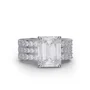 Emerald Cut Diamond White Insert Sterling Silver Hidden Halo Jacket Bridal Sets
