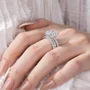 Emerald Cut Diamond White Insert Sterling Silver Hidden Halo Jacket Bridal Sets