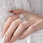 Cushion Cut Diamond White Insert Sterling Silver Hidden Halo Jacket Bridal Sets