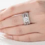 Cushion Cut Diamond White Insert Sterling Silver Hidden Halo Jacket Bridal Sets