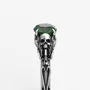Round Cut Emerald Green 925 Sterling Silver Skull Ring