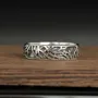 Oxidized Tree Branch Band Ring in 925 Sterling Silver