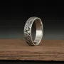 Oxidized Tree Branch Band Ring in 925 Sterling Silver