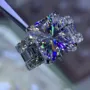 Radiant Cut Diamond White Engagement Ring in Sterling Silver