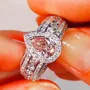 Fancy Pink Pear Cut Halo Engagement Ring in 925 Sterling Silver