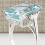 Aquamarine Blue Emerald Cut 925 Sterling Silver Classic Engagement Ring
