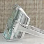 Aquamarine Blue Emerald Cut 925 Sterling Silver Classic Engagement Ring