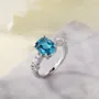 Radiant Cut Aquamarine Blue 925 Sterling Silver Engagement Ring