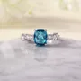 Radiant Cut Aquamarine Blue 925 Sterling Silver Engagement Ring
