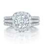 Round Cut Diamond White Halo Engagement Ring in Sterling Silver